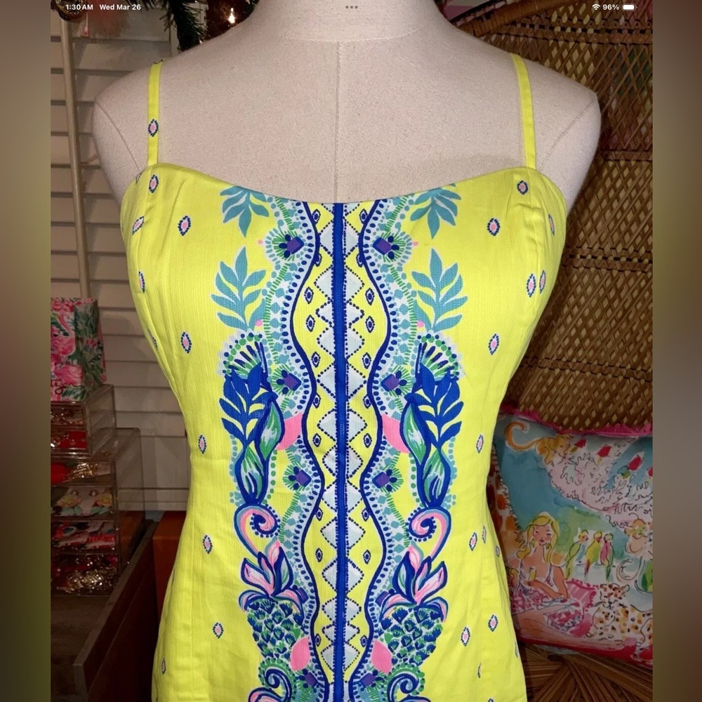 Lilly Pulitzer NWT Shelli Stretch Shift Dress Pineapple Rivera 🦄 Size 00 Grail! - Picture 9 of 14